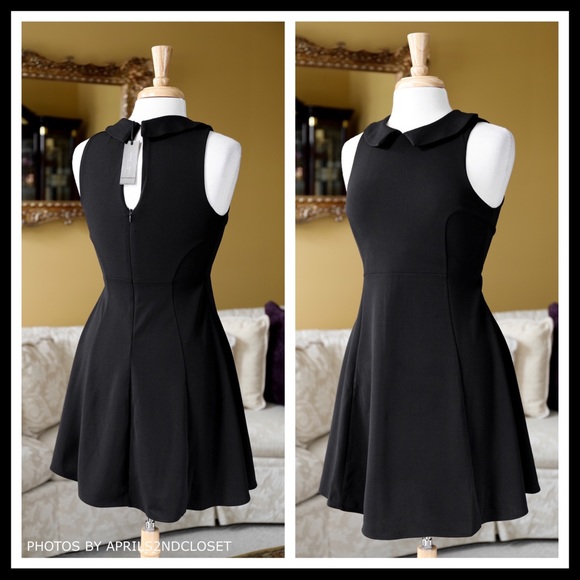 BLACK A-LINE COCKTAIL PARTY CAREER DRESS LBD A2C - Picture 2 of 8